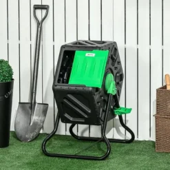 Kompostbeholder 65 L – drejelig hurtigkompost, vejrbestandig plast 60×49×77 cm