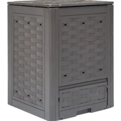 Kompostbeholder 300 L i rattanlook | Størrelse: 60x60x83 cm | Farve: Brun