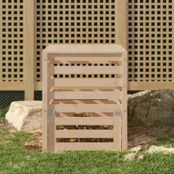 Kompostbeholder i massivt fyrretræ - Stor kapacitet | Størrelse: 63,5x63,5x77,5 cm