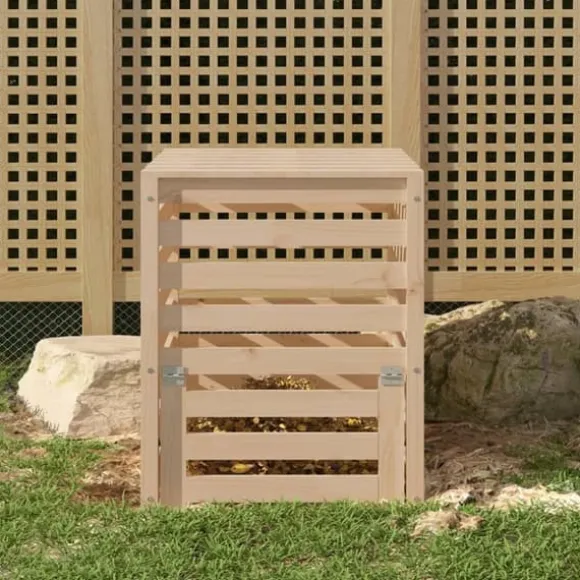 Kompostbeholder i massivt fyrretræ - Stor kapacitet | Størrelse: 63,5x63,5x77,5 cm