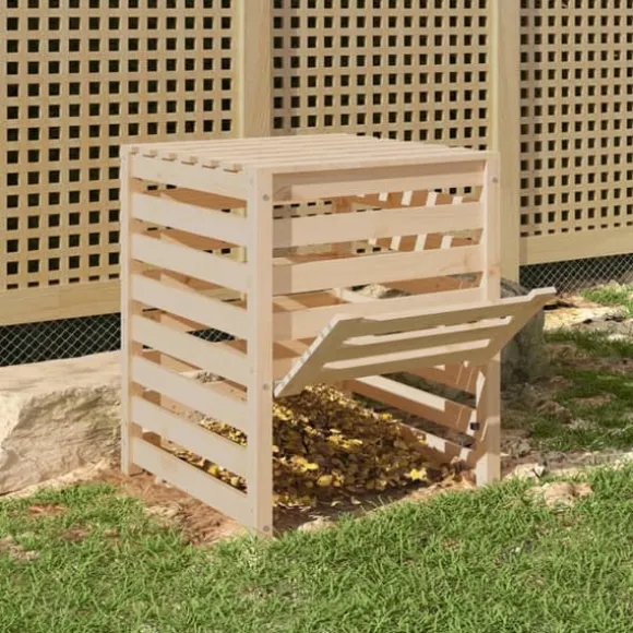 Kompostbeholder i massivt fyrretræ - Stor kapacitet | Størrelse: 63,5x63,5x77,5 cm