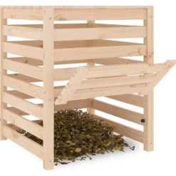 Kompostbeholder i massivt fyrretræ - Stor kapacitet | Størrelse: 63,5x63,5x77,5 cm