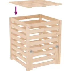 Kompostbeholder i massivt fyrretræ - Stor kapacitet | Størrelse: 63,5x63,5x77,5 cm
