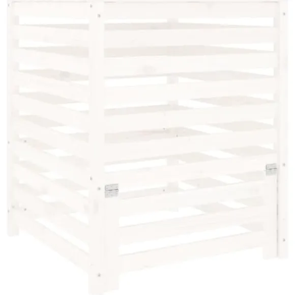 Kompostbeholder i massivt fyrretræ - Ideel til haveaffald | Størrelse: 82,5x82,5x99,5 cm | Farve: Hvid