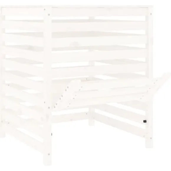 Kompostbeholder i massivt fyrretræ - Ideel til haveaffald | Størrelse: 82,5x82,5x99,5 cm | Farve: Hvid