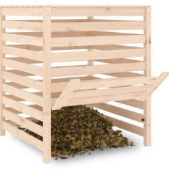 Kompostbeholder i massivt fyrretræ - Robust design | Størrelse: 82,5x82,5x99,5 cm