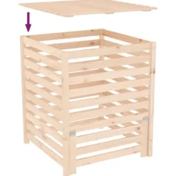 Kompostbeholder i massivt fyrretræ - Robust design | Størrelse: 82,5x82,5x99,5 cm