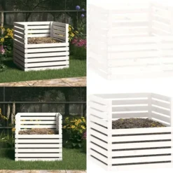Kompostbeholder 80x80x78 cm massivt fyrretræ hvid - Kompostbeholder - Kompostbeholdere - Home & Living