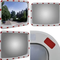 Konvekst trafikspejl rektangulært 60x80 cm med reflekser - Trafikspejl - Trafikspejle - Home & Living