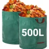 Kraftige haveaffaldsposer - 500L x 2-pak Genanvendelige haveaffaldsposer med håndtag