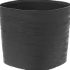 Kruka med vattenreserv - GARDEN ID Respect - Black-Anth 20 x 20 cm - 100% hushållsavfall - 100% återvinningsbart - Strukturerad yta.
