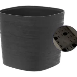 Kruka med vattenreserv - GARDEN ID Respect - Black-Anth 20 x 20 cm - 100% hushållsavfall - 100% återvinningsbart - Strukturerad yta.