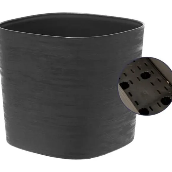 Kruka med vattenreserv - GARDEN ID Respect - Black-Anth 20 x 20 cm - 100% hushållsavfall - 100% återvinningsbart - Strukturerad yta.