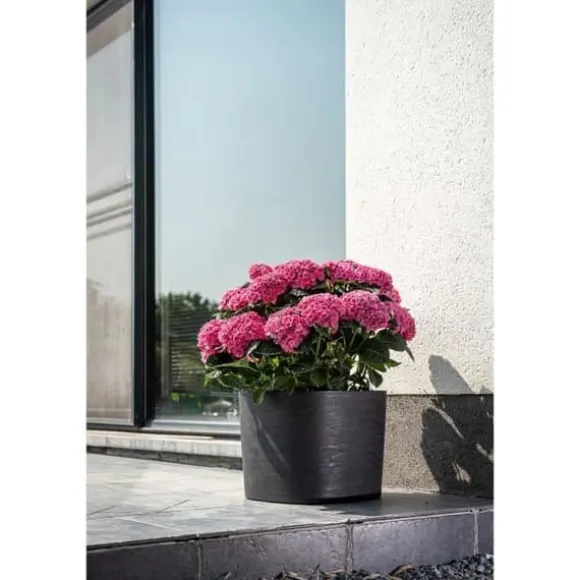 Kruka med vattenreserv - GARDEN ID Respect - Black-Anth 20 x 20 cm - 100% hushållsavfall - 100% återvinningsbart - Strukturerad yta.