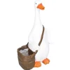 Krukkefigur svane med rygsæksdesign, drænhuller, til inde/ude, harpiks