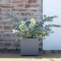 Kubeformet urtepotte - DEROMA - Millennium R - Askegrå - Selvvandende - 25 cm