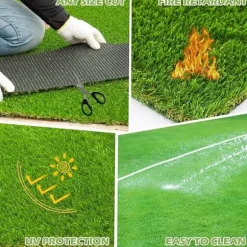 Kunstgræs 0,5x2m – Syntetisk græs til indendørs og udendørs, have og altan, army green