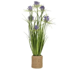 Kunstig blomst I HAVE H70cm, lilla krysantemum, græs med potte