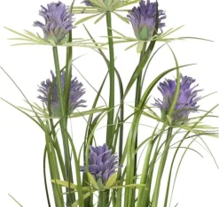 Kunstig blomst I HAVE H70cm, lilla krysantemum, græs med potte