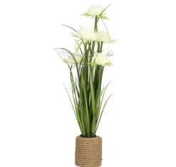 Kunstig blomst I HAVE H70cm, hvid krysantemum, græs med potte