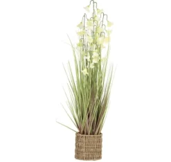 Kunstig blomst I HAVE H87cm, hvid campanula, græs med potte