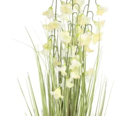 Kunstig blomst I HAVE H87cm, hvid campanula, græs med potte