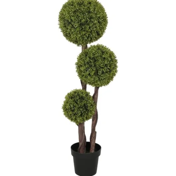 Kunstig buksbom 115 cm med potte, dekorativ plante til hjem, kontor & have