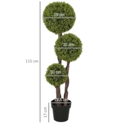 Kunstig buksbom 115 cm med potte, dekorativ plante til hjem, kontor & have