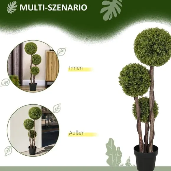 Kunstig buksbom 115 cm med potte, dekorativ plante til hjem, kontor & have