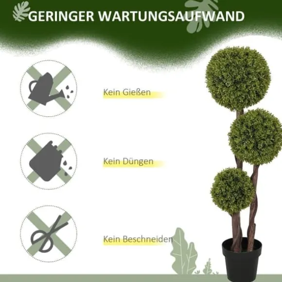 Kunstig buksbom 115 cm med potte, dekorativ plante til hjem, kontor & have