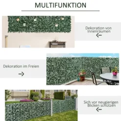 Kunstig hæk 300x150 cm, mørkegrøn, afskærmning til have & balkon