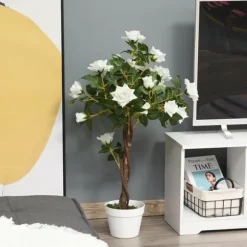 Kunstig rosenbusk 90 cm med potte, til hjem, kontor & have