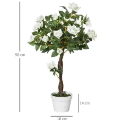 Kunstig rosenbusk 90 cm med potte, til hjem, kontor & have