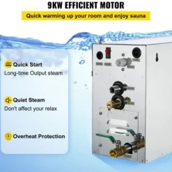 9KW dampgenerator til SPA rum med digitalt display. Velegnet til sauna og kommercielle dampbad. Ideel til hjemmebrug.