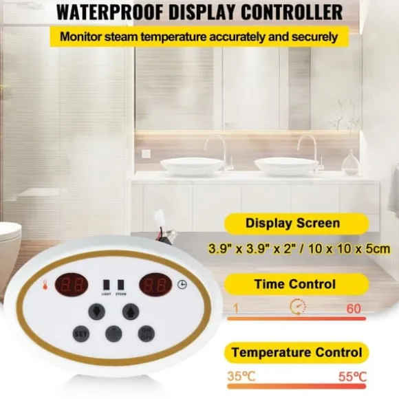 9KW dampgenerator til SPA rum med digitalt display. Velegnet til sauna og kommercielle dampbad. Ideel til hjemmebrug.