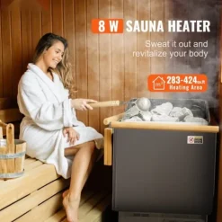 8KW Elektrisk Saunavarmer, Digital Controller, Til 8-12 m³, Ideel til hjemme spa, Effektiv og energieffektiv varmeenhed