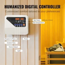 8KW Elektrisk Saunavarmer, Digital Controller, Til 8-12 m³, Ideel til hjemme spa, Effektiv og energieffektiv varmeenhed