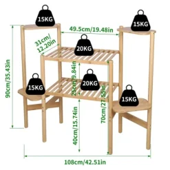 6-lags Bambusplanteholder, Minimalistisk Design, Høj Vægtkapacitet,L