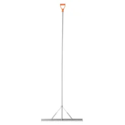 Landskabsrive - Planrive i aluminium - Hovedbredde 91,4 cm - Skaftlængde 3,38 m - Letvægt - Til Jord, Grus og Asfalt - Inkl. 15,8 m Reb