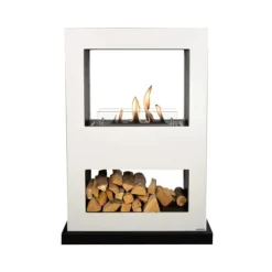 Lazise BW bioethanol gennemsigtig pejs - Hvid bioethanol dekorativ pejs - Tunnelpejs - Pejs med hjul - 3 KW varme