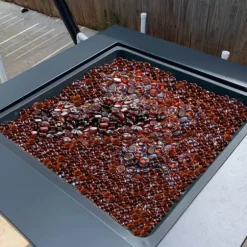 10LBS Ildglas 3/4-Tommer, Pejsglassten til Bålplads, Rich Amber Farve