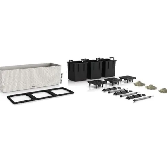 LECHUZA Trio Cottage 30 Blomkruka - Komplett Kit Ljusgrå