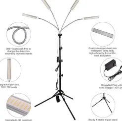 LED indendørs vækstlys – 420 fuldspektrede LED'er med justerbart stativ 40-160 cm, gulvlampe til dyrkningsplanter