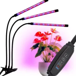 LED plantevækstlampe 60 dioder TIMER 24 W til hjemmedyrkning uden netadapter