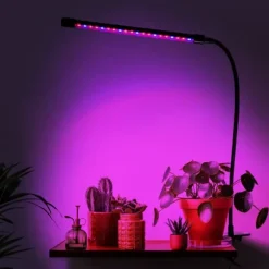 LED plantevækstlampe 20 dioder TIMER 9W hjemmedyrkning med netadapter
