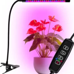 LED plantevækstlampe 20 dioder TIMER 9 W til hjemmedyrkning uden netadapter