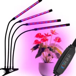 LED plantevækstlampe 80 dioder TIMER 25 W hjemmeplantedyrkning med netadapter