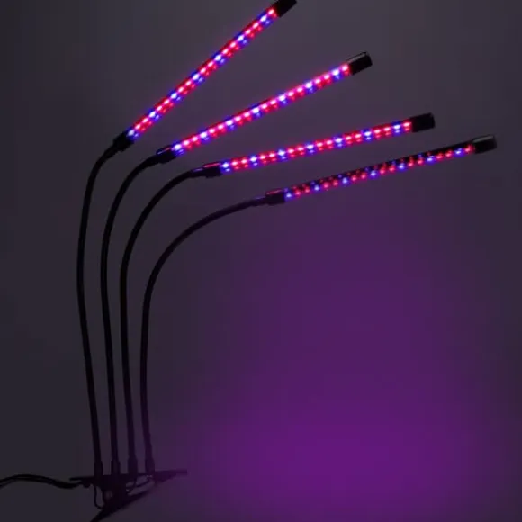 LED plantevækstlampe 80 dioder TIMER 25 W hjemmeplantedyrkning med netadapter
