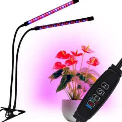 LED plantevækstlampe 40 dioder TIMER 15 W til hjemmedyrkning uden netadapter