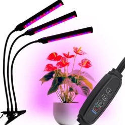 LED plantevækstlampe 72 dioder TIMER 25W hjemmeplantedyrkning med netadapter